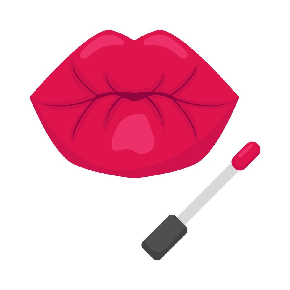 lips with lip gloss  illustration vector