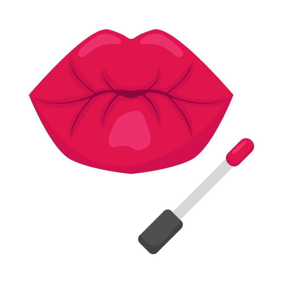 labios con labio brillo ilustración vector