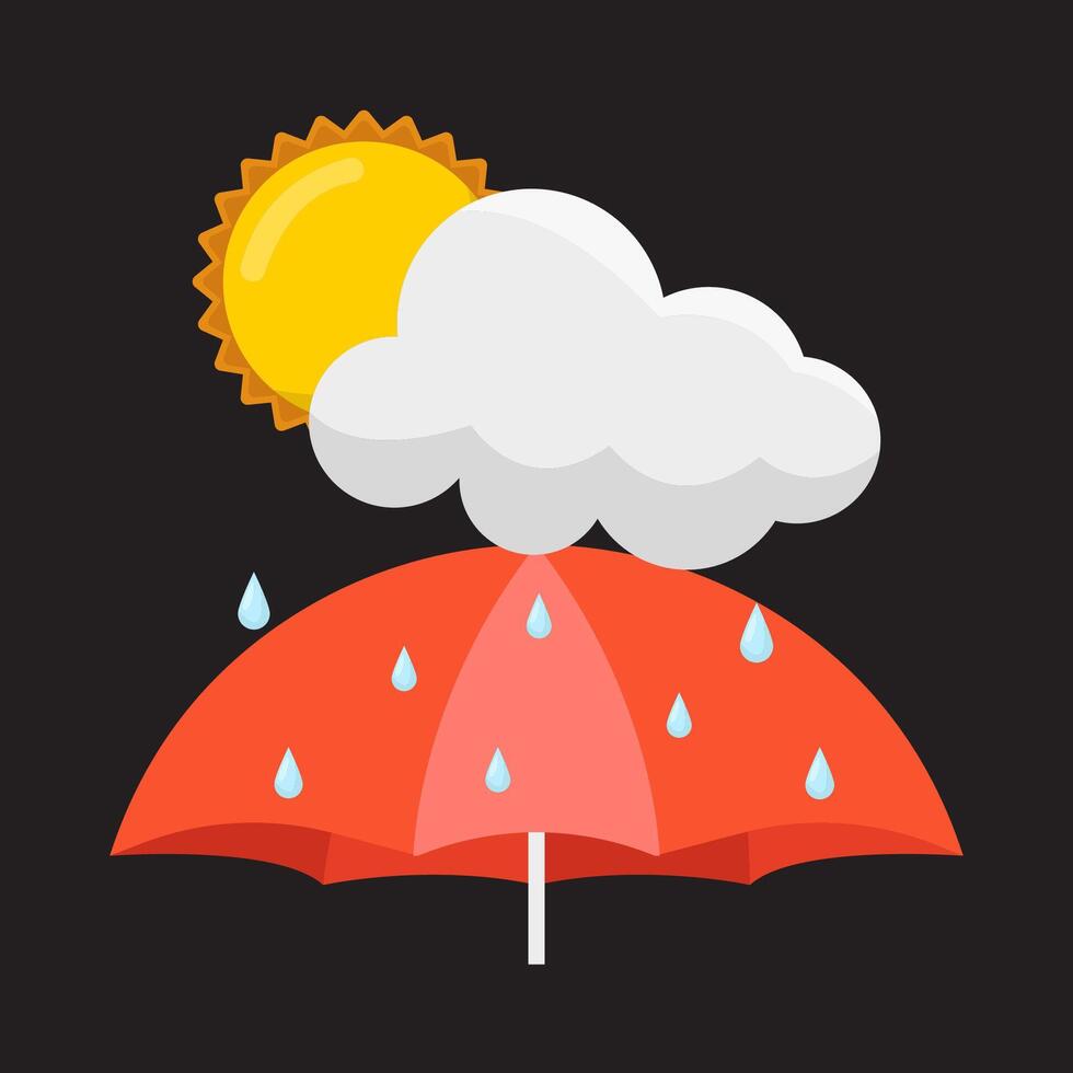 rain summer with umbrella illustration vector