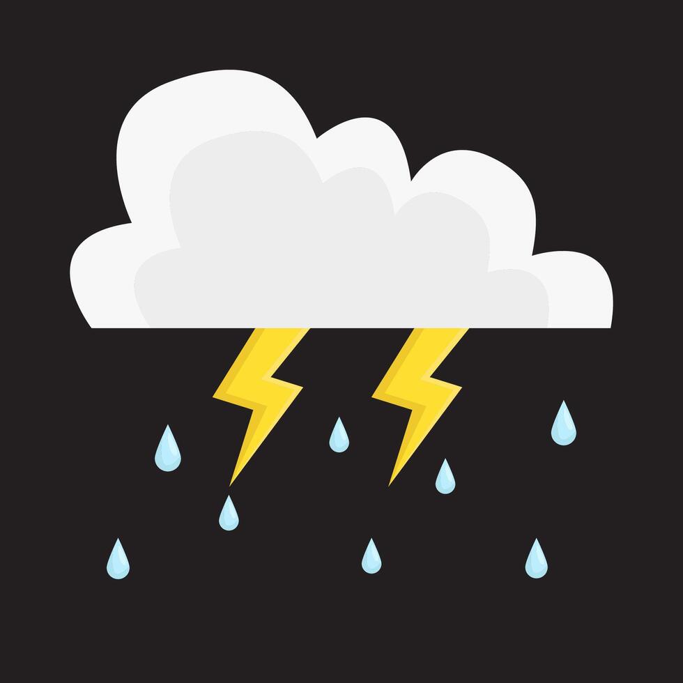 cloud rain with lightning illustration vector