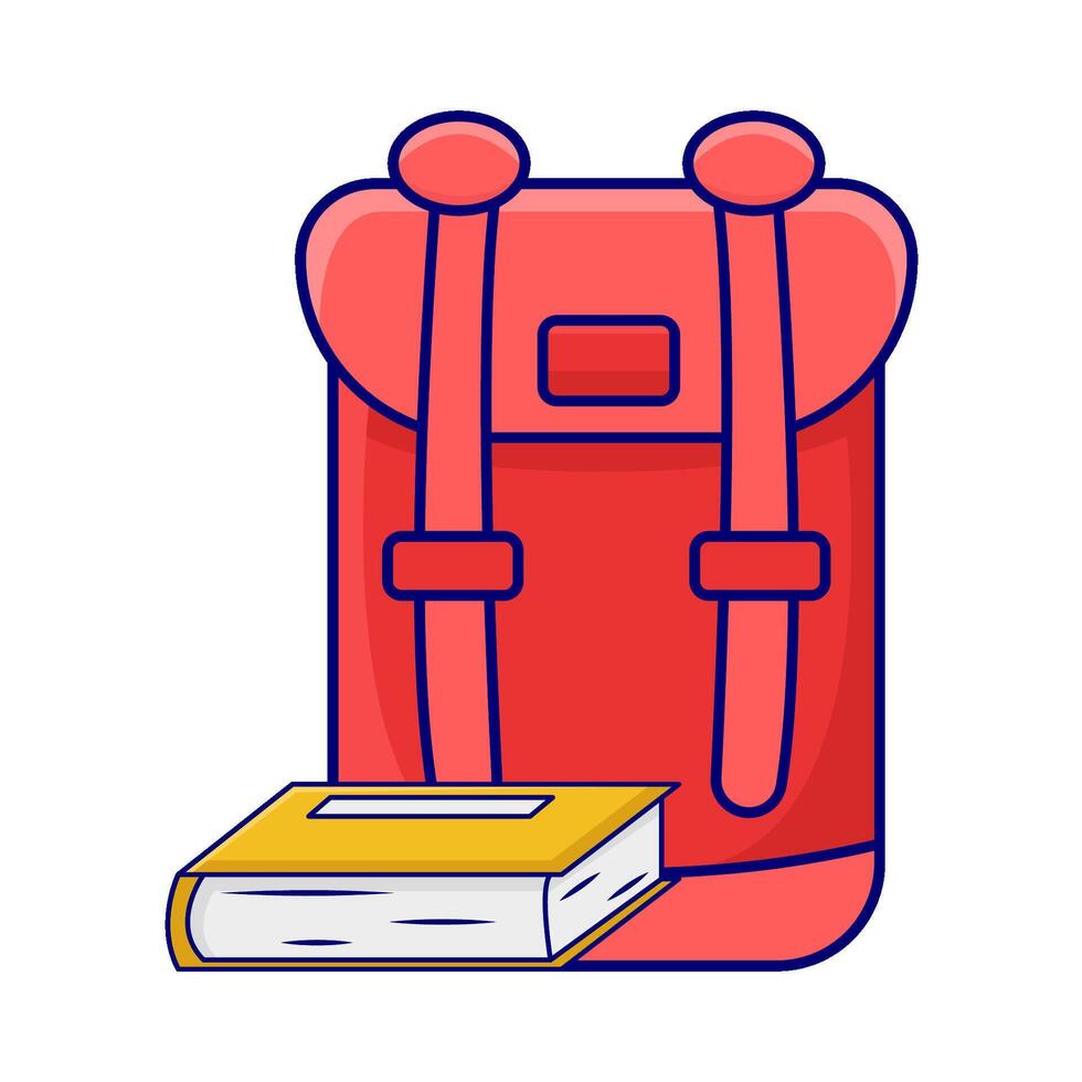 mochila colegio con libro ilustración vector