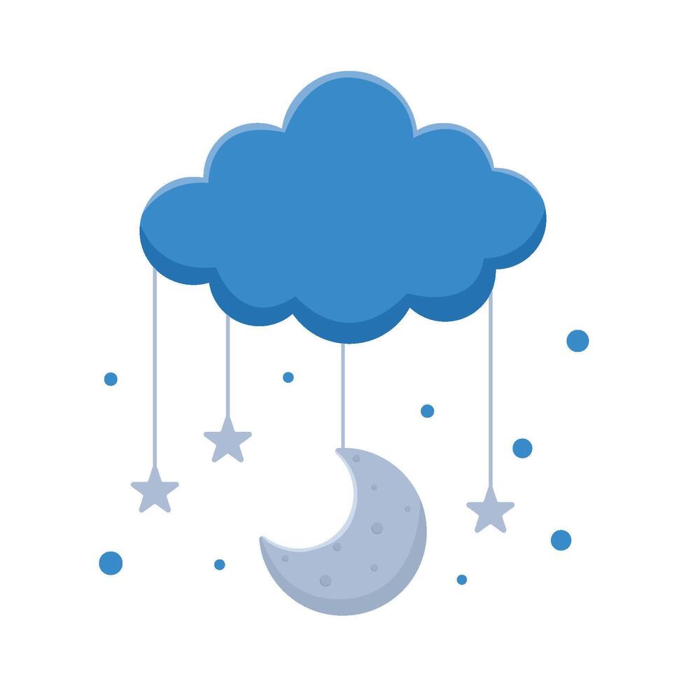 moon with star in cloud illustration vector