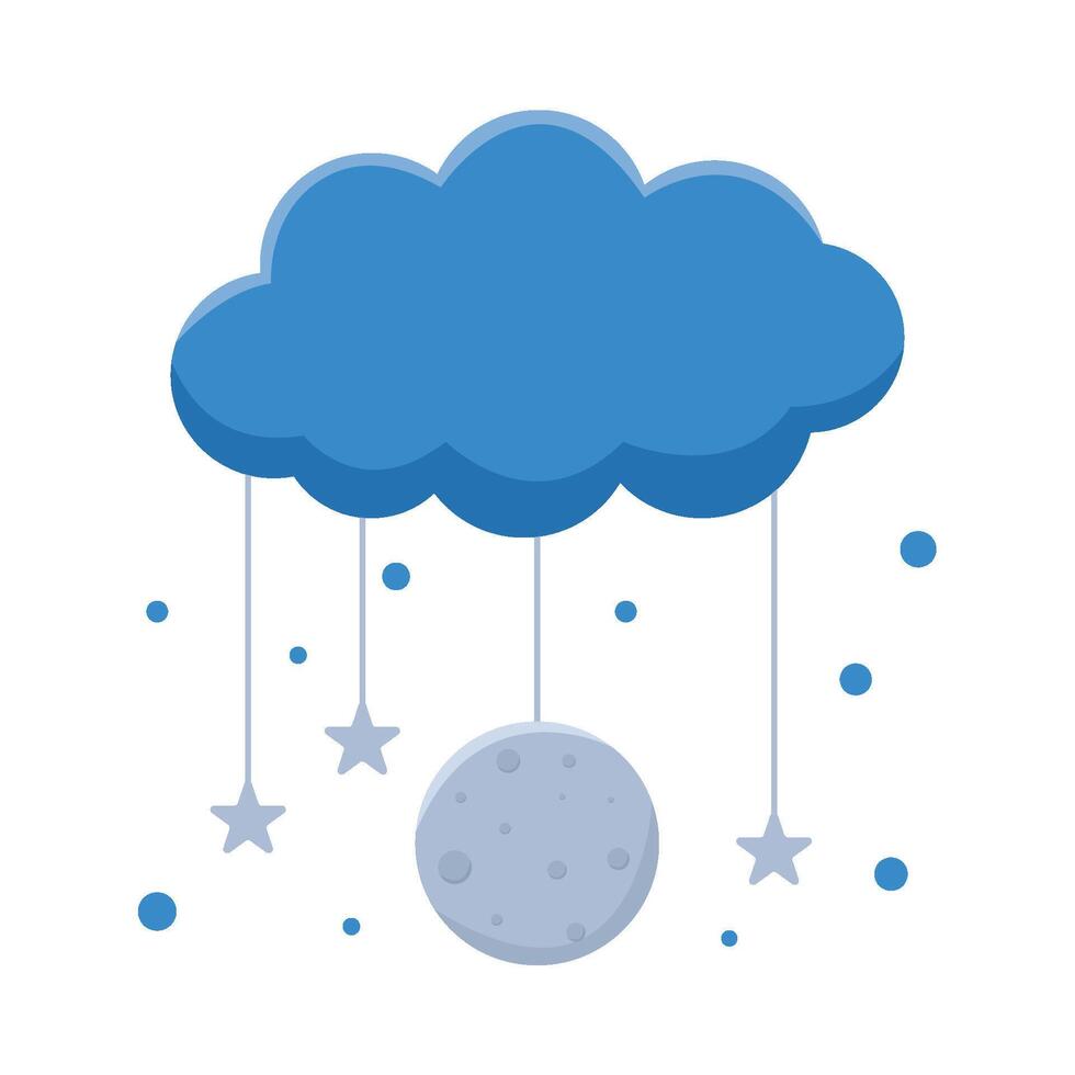 moon with star hanging in cloud illustration vector