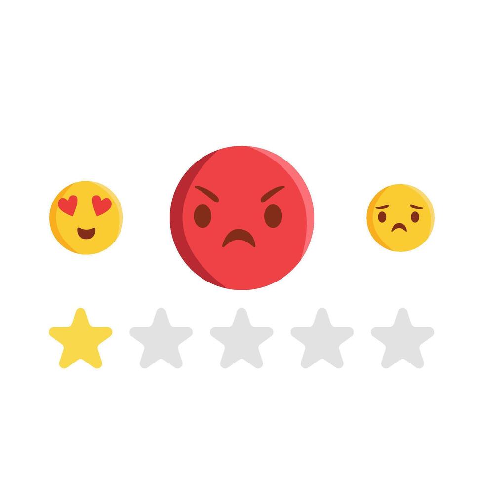 review star with emoji illustration vector