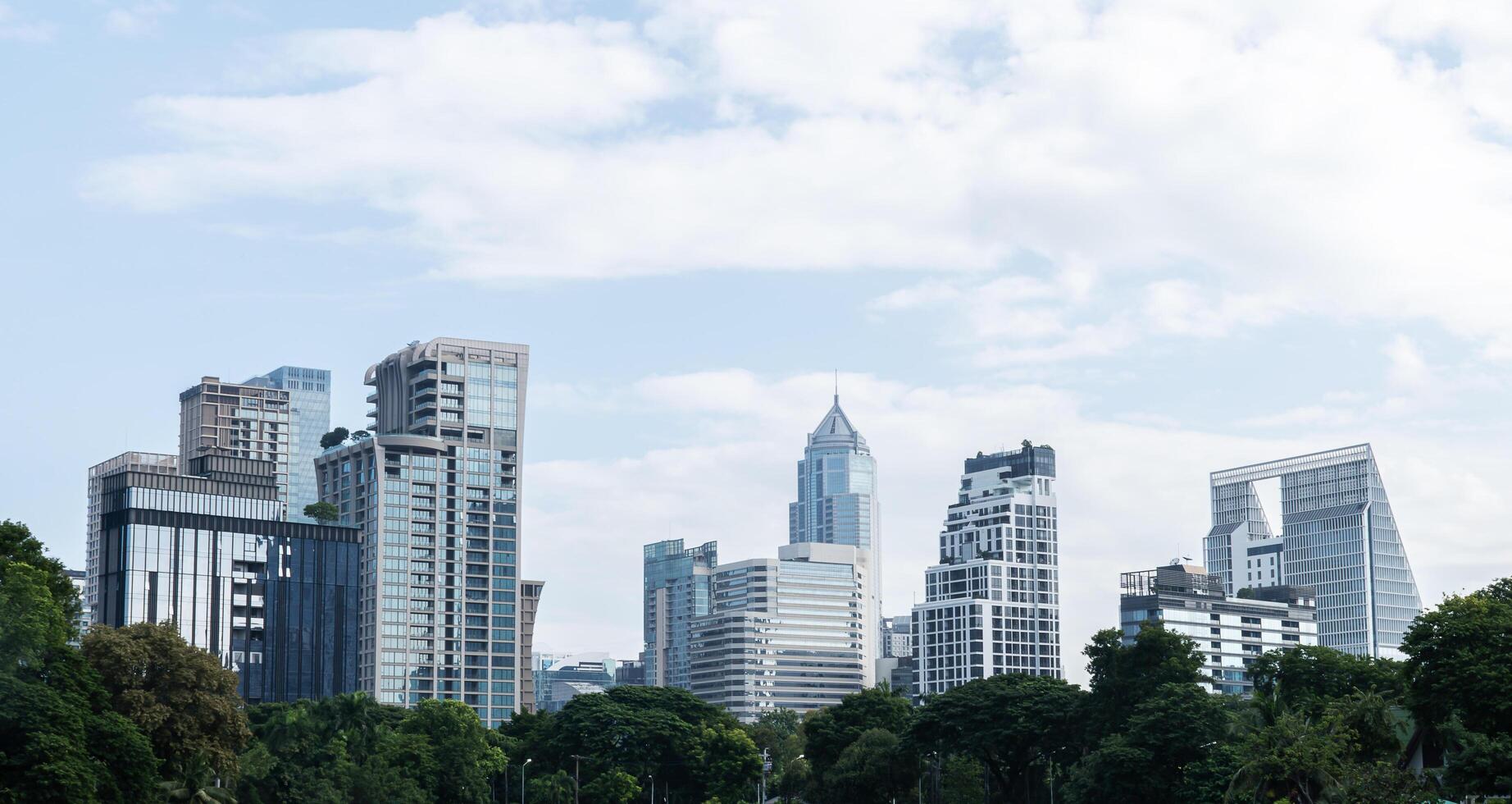 Cityscape view at Lumphini park Bangkok Thailand photo