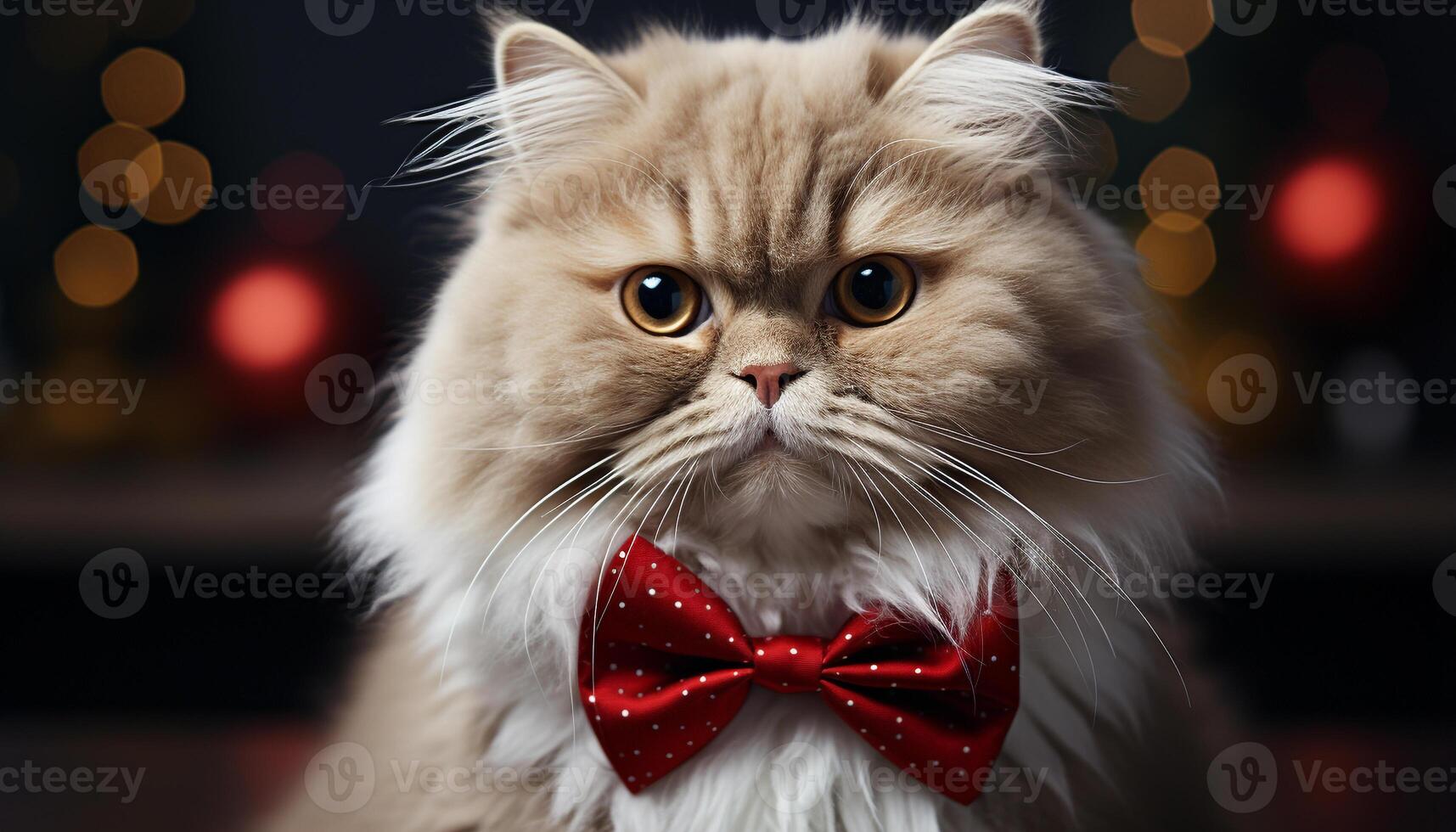 AI generated Cute kitten looking at camera, playful and fluffy outdoors generated by AI photo
