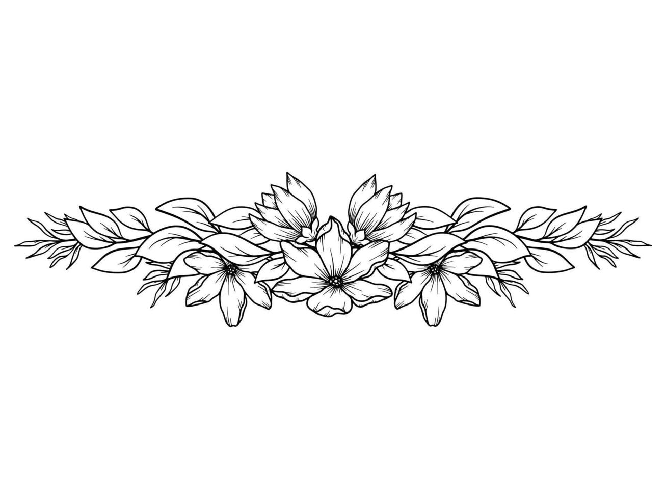 Bouquet Flower Line Art Illustration vector