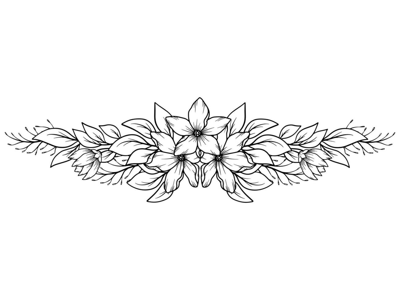 Flower Line Art Bouquet Arrangement vector