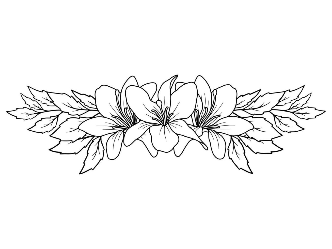 Flower Line Art Black and White vector