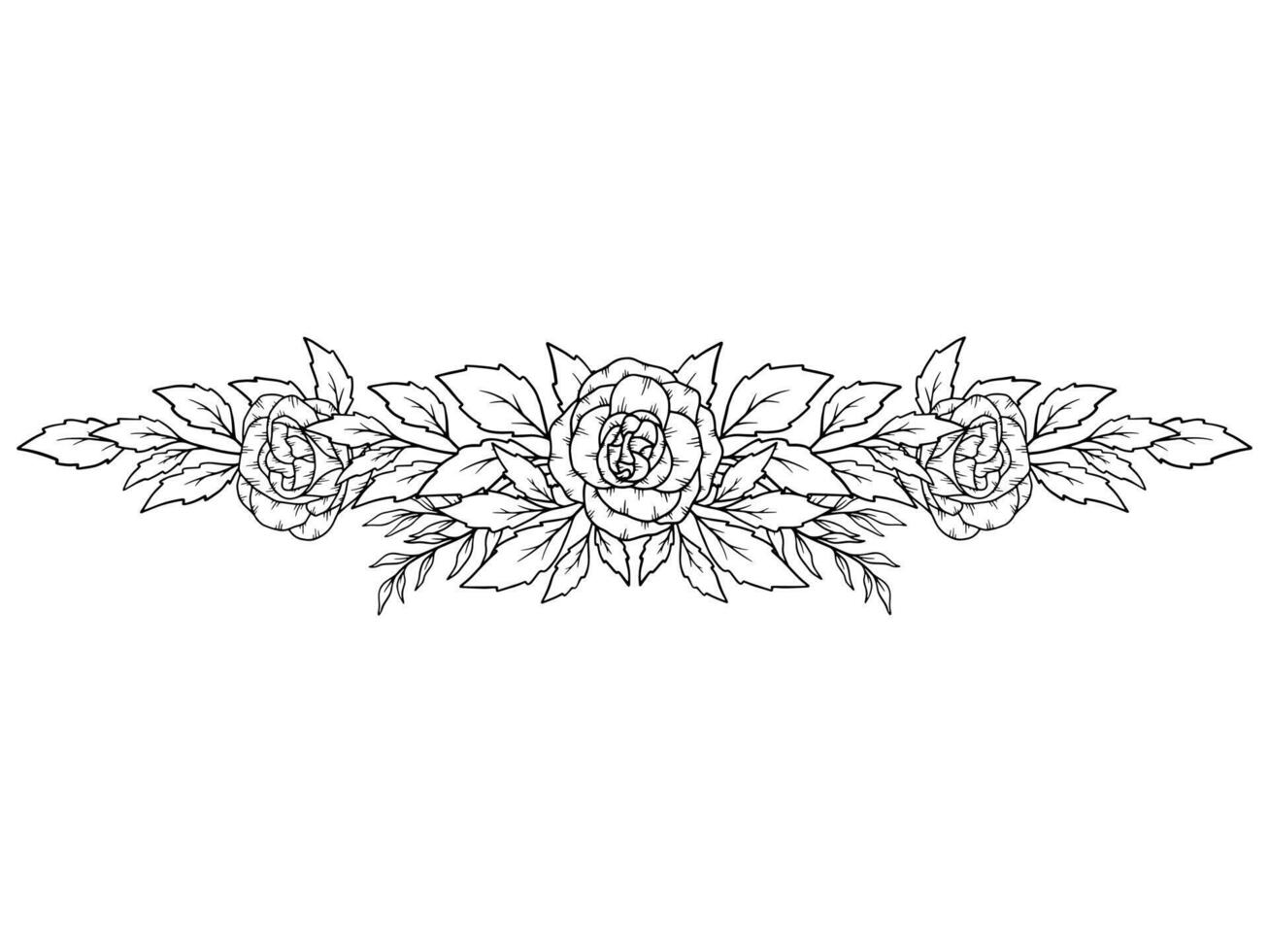 Flower Line Art Black and White vector