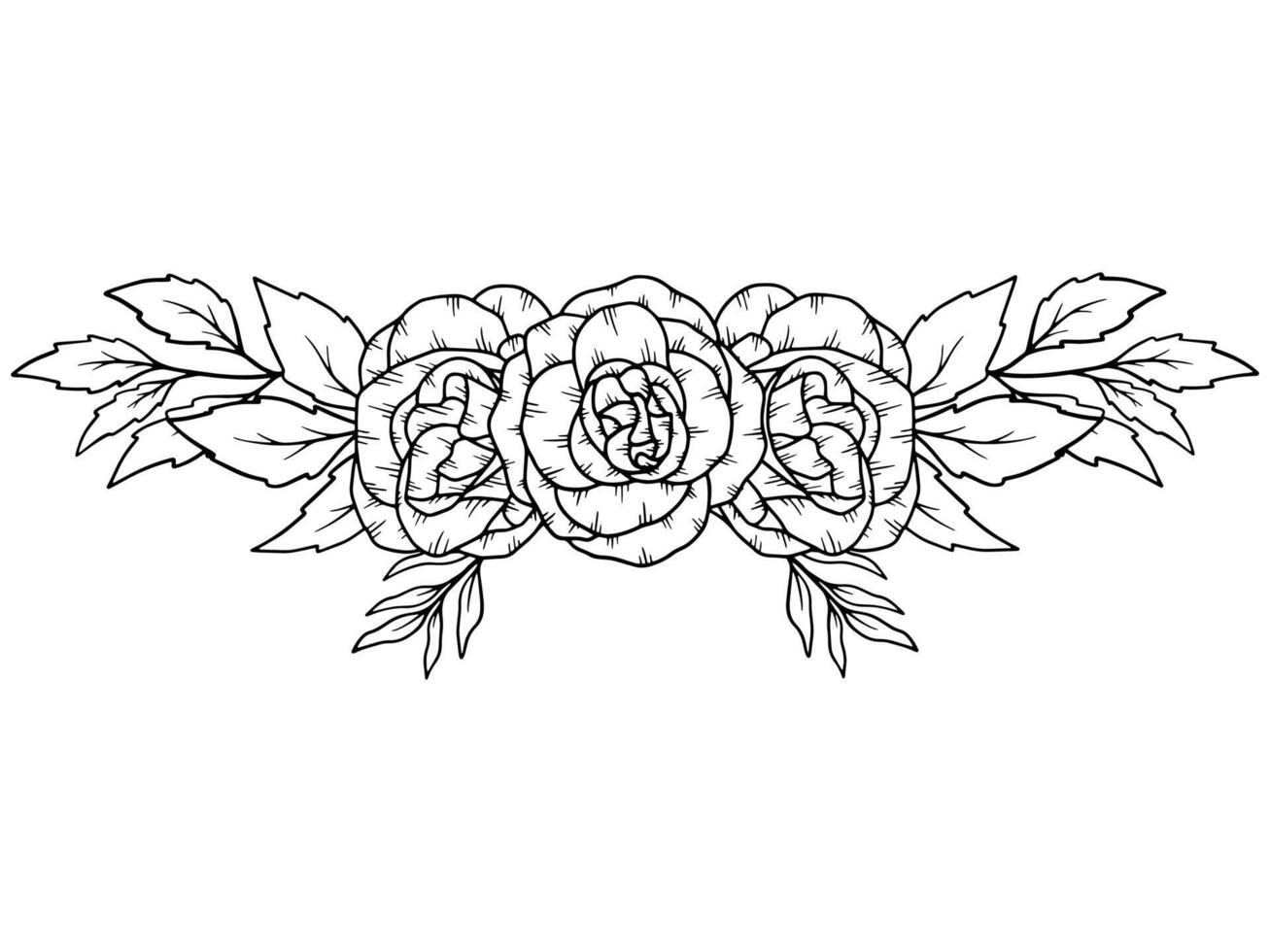 Flower Line Art Black and White vector