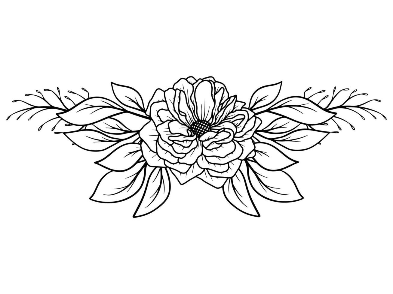 Flower Line Art Arrangement Illustration vector