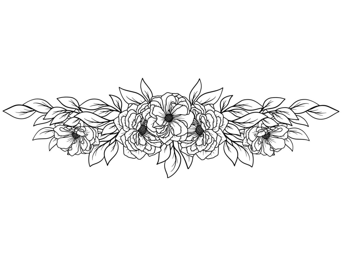 Flower Line Art Arrangement Illustration vector