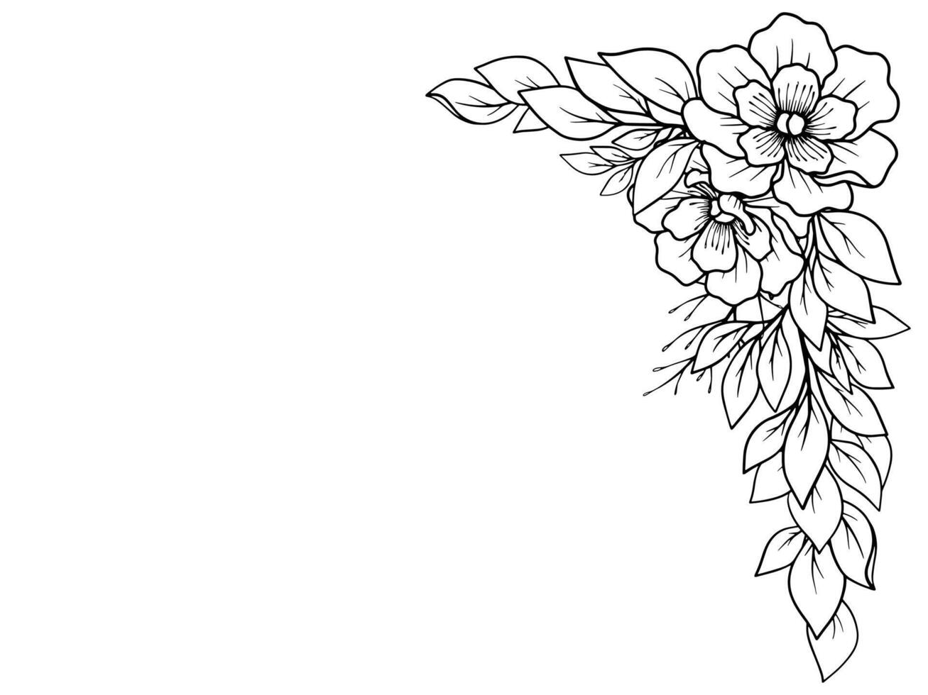 Corner Border Flower Outline Illustration vector