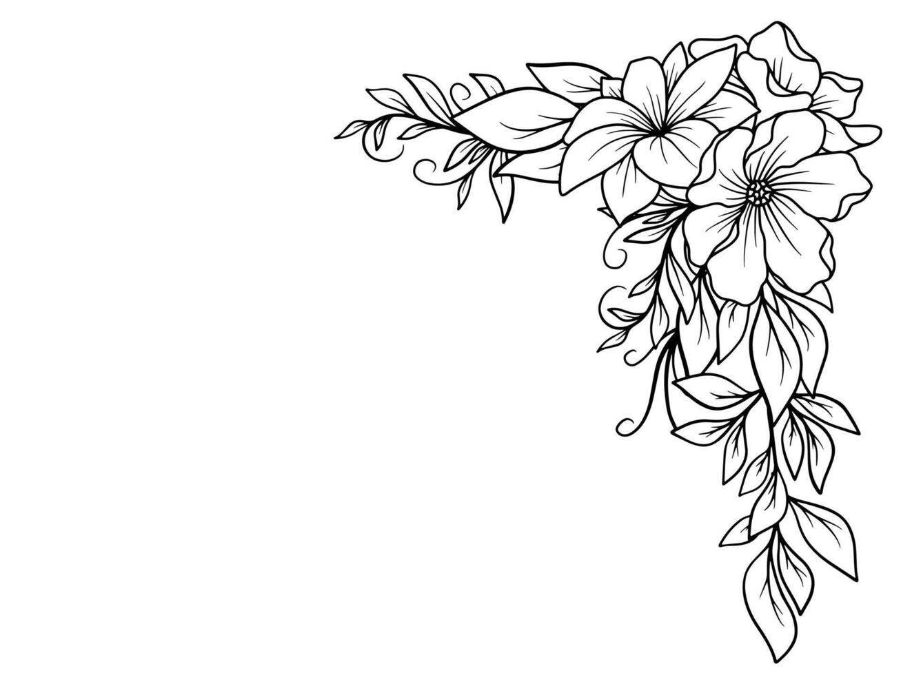 Bouquet Flower Corner Outline Illustration vector