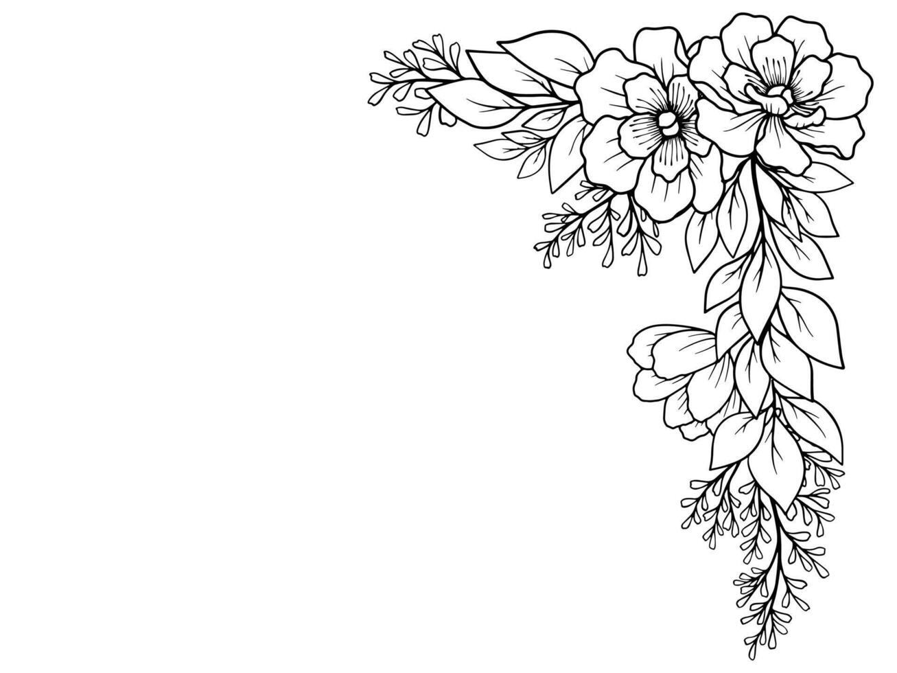 Flowers and Leaves Border Illustration vector