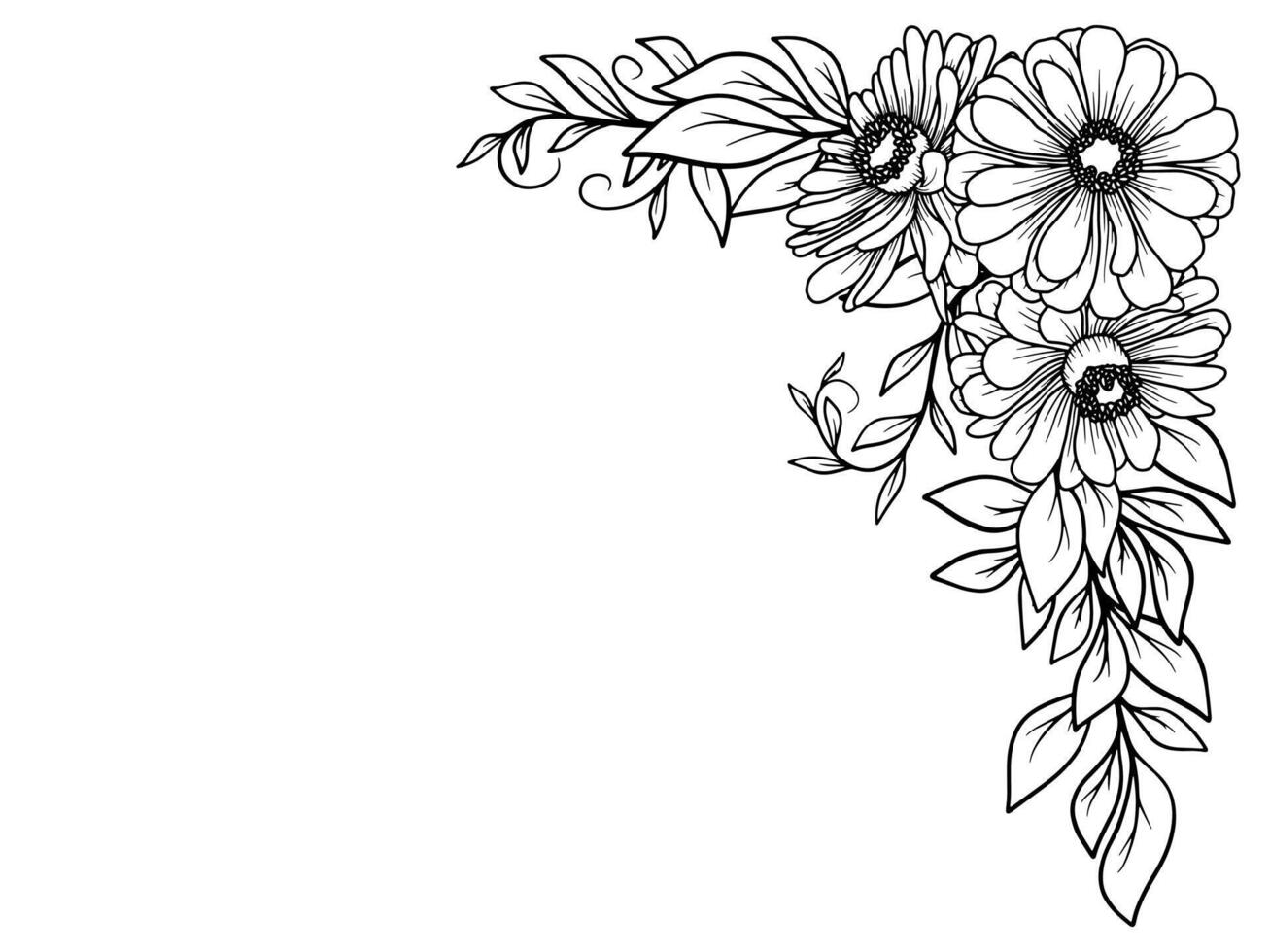 Corner Border Flower Outline Illustration vector