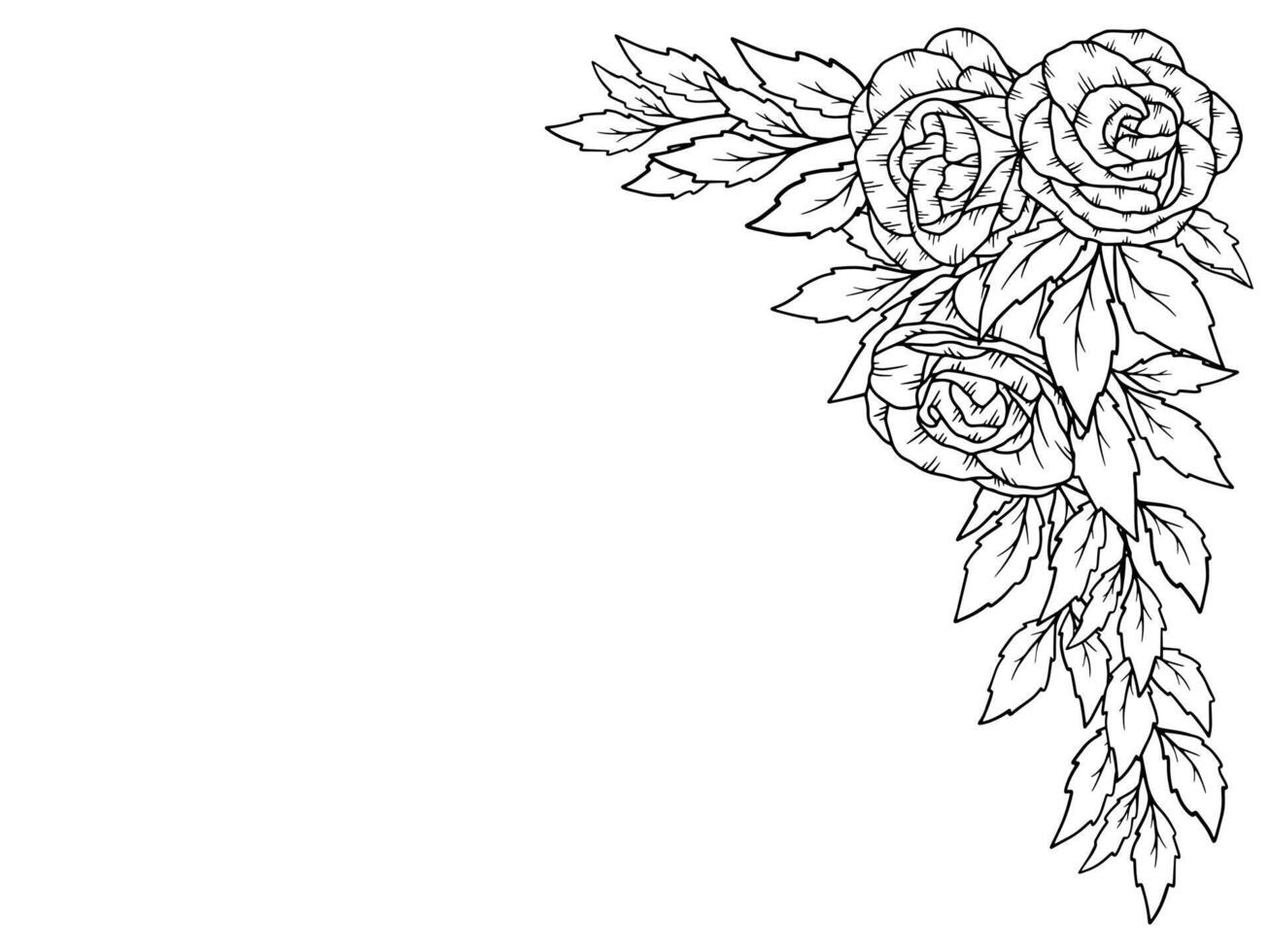 Rose Flower Bouquet Line Art vector