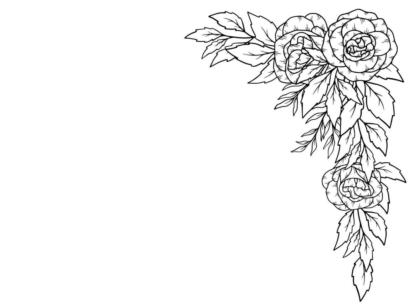 Rosa flor ramo de flores línea Arte vector