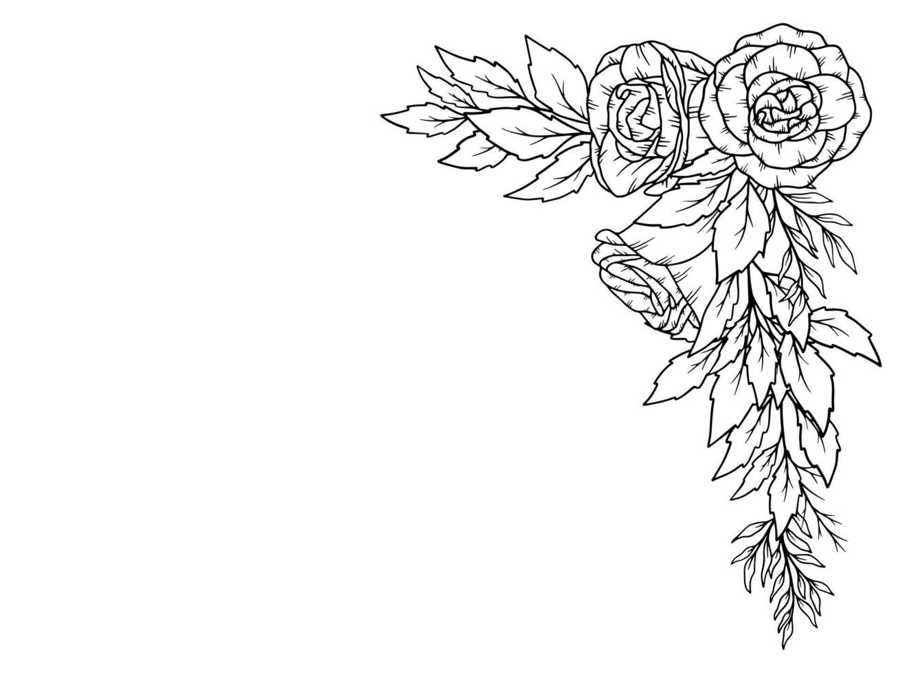 Rosa flor ramo de flores línea Arte vector