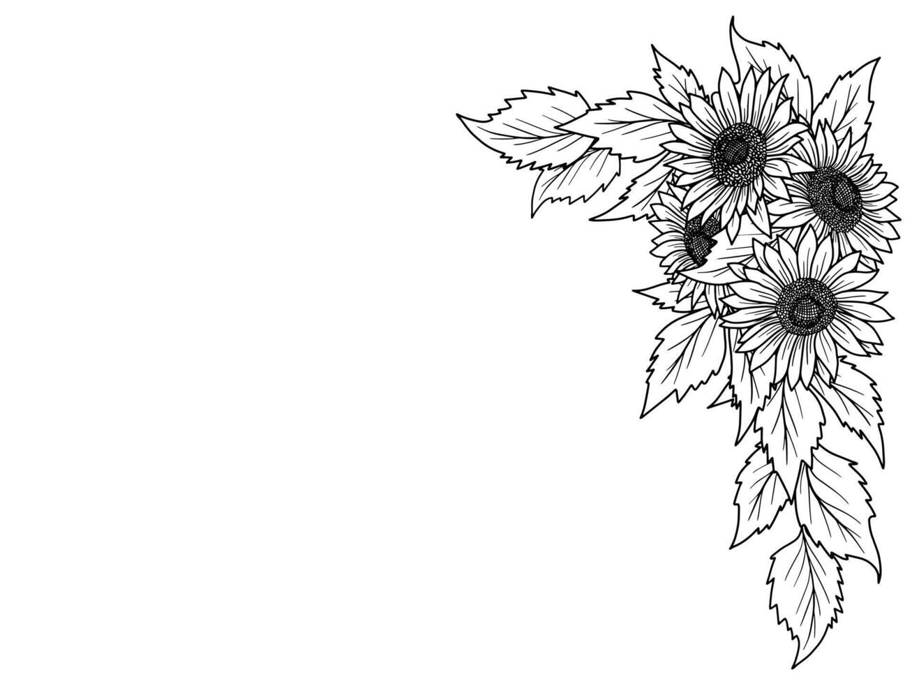 Flower Bouquet Line Art Illustration vector