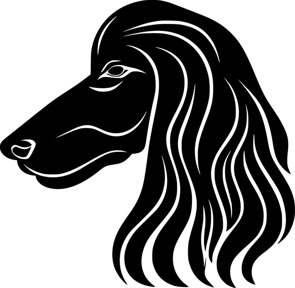 Afghan Hound, Black and White Vector illustration