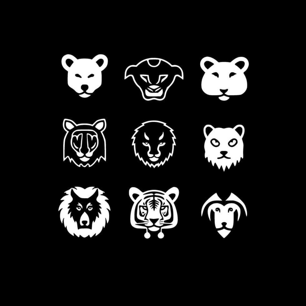 animal - negro y blanco aislado icono - vector ilustración