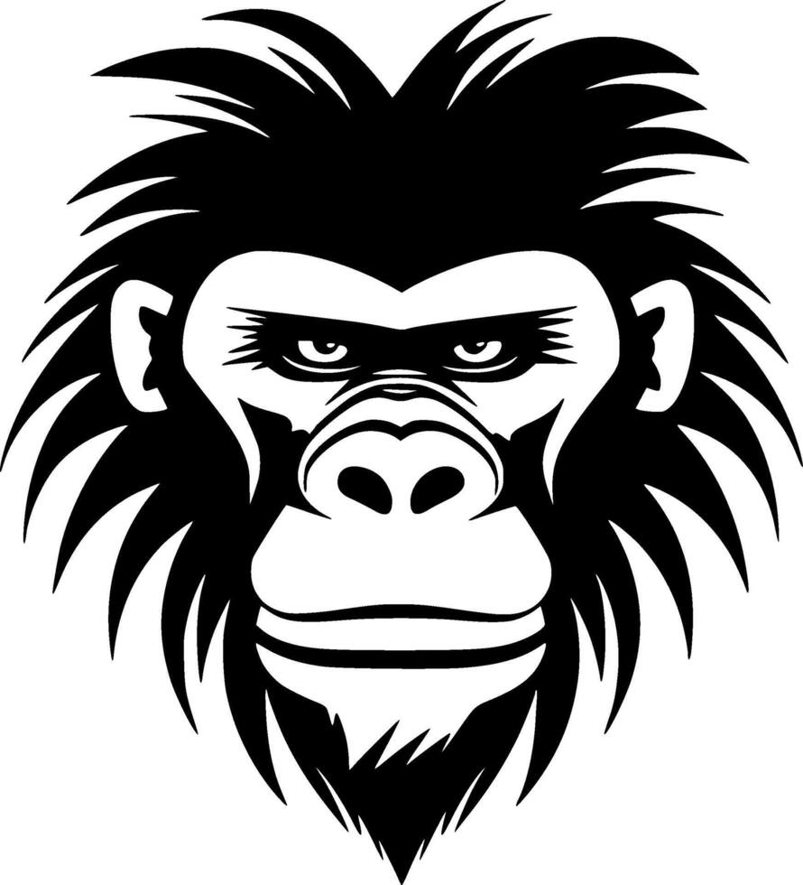 Baboon, Black and White Vector illustration