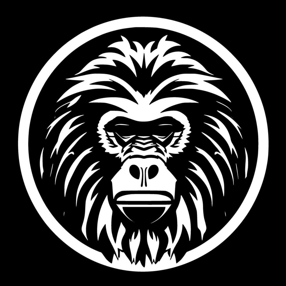 babuino, negro y blanco vector ilustración