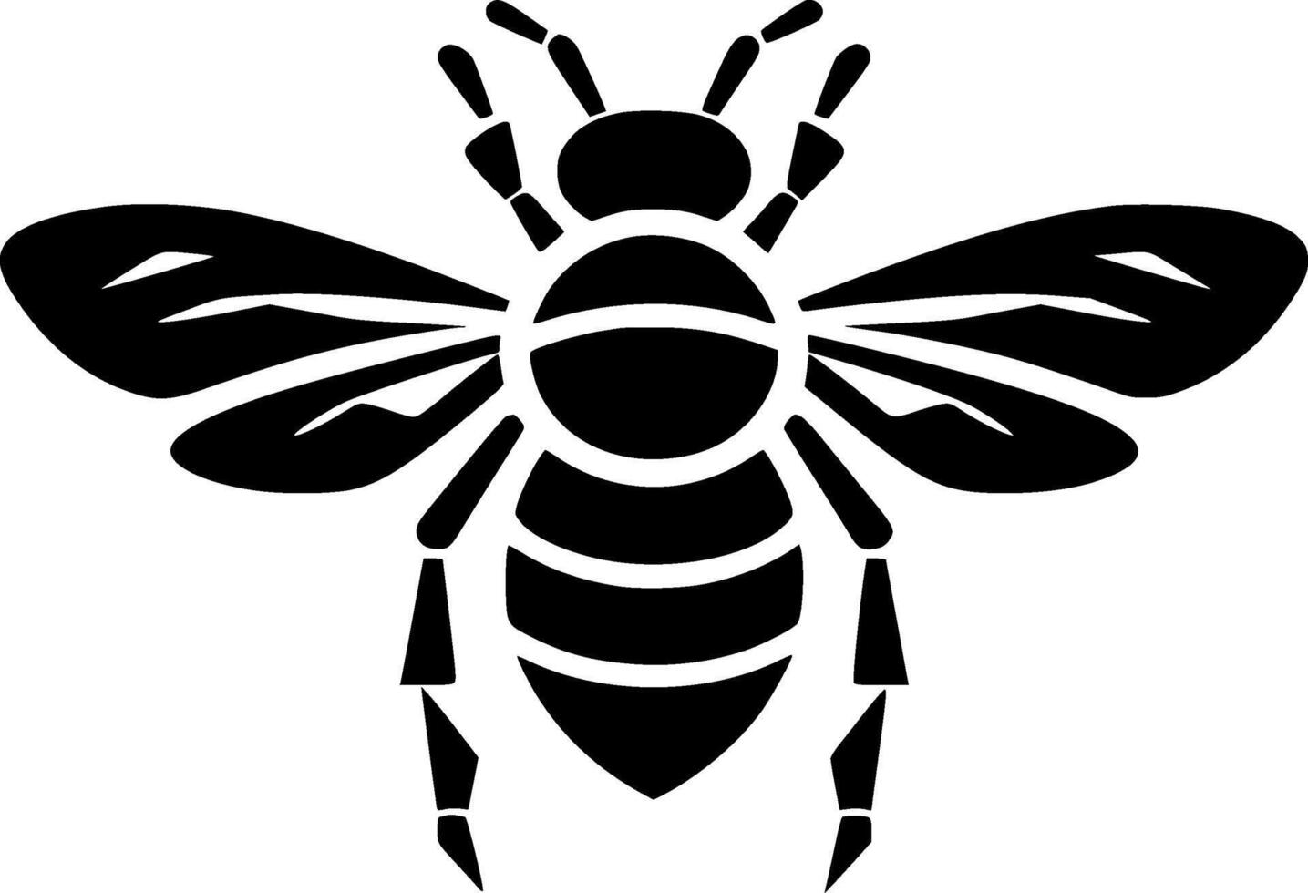 Bee, Black and White Vector illustration