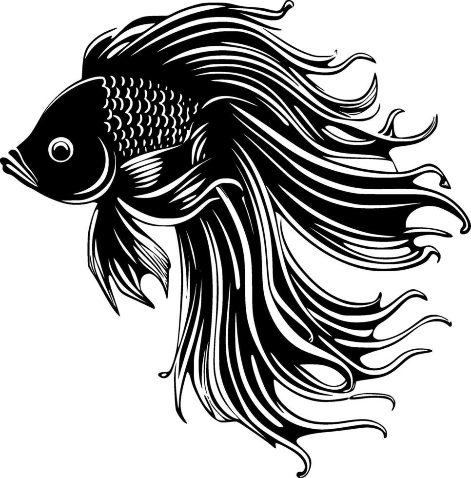 Betta pez, minimalista y sencillo silueta - vector ilustración