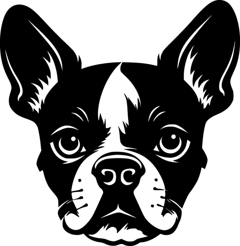 bostón terrier - negro y blanco aislado icono - vector ilustración