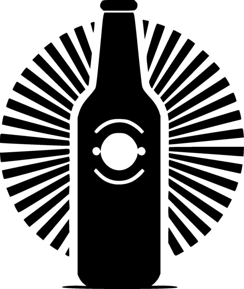 Bottle, Black and White Vector illustration