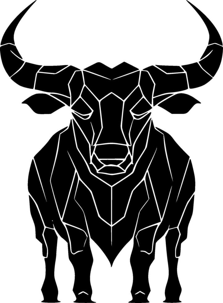 Bull, Black and White Vector illustration