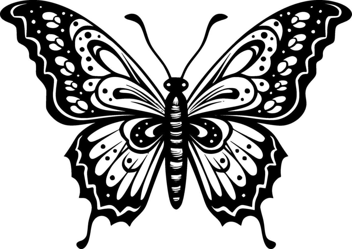 mariposa, negro y blanco vector ilustración