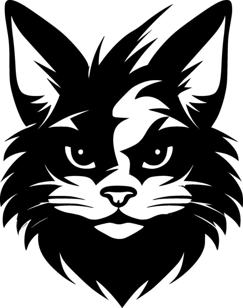 gato - negro y blanco aislado icono - vector ilustración