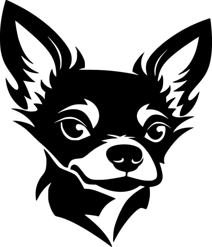 chihuahua - negro y blanco aislado icono - vector ilustración