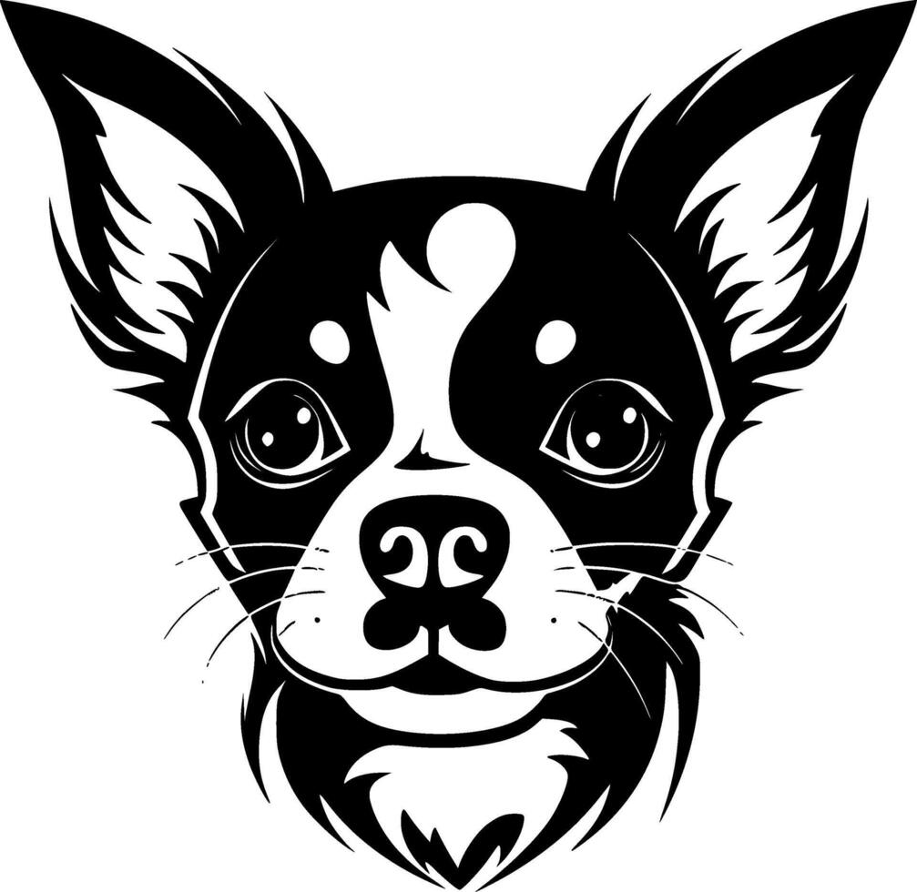 chihuahua - negro y blanco aislado icono - vector ilustración