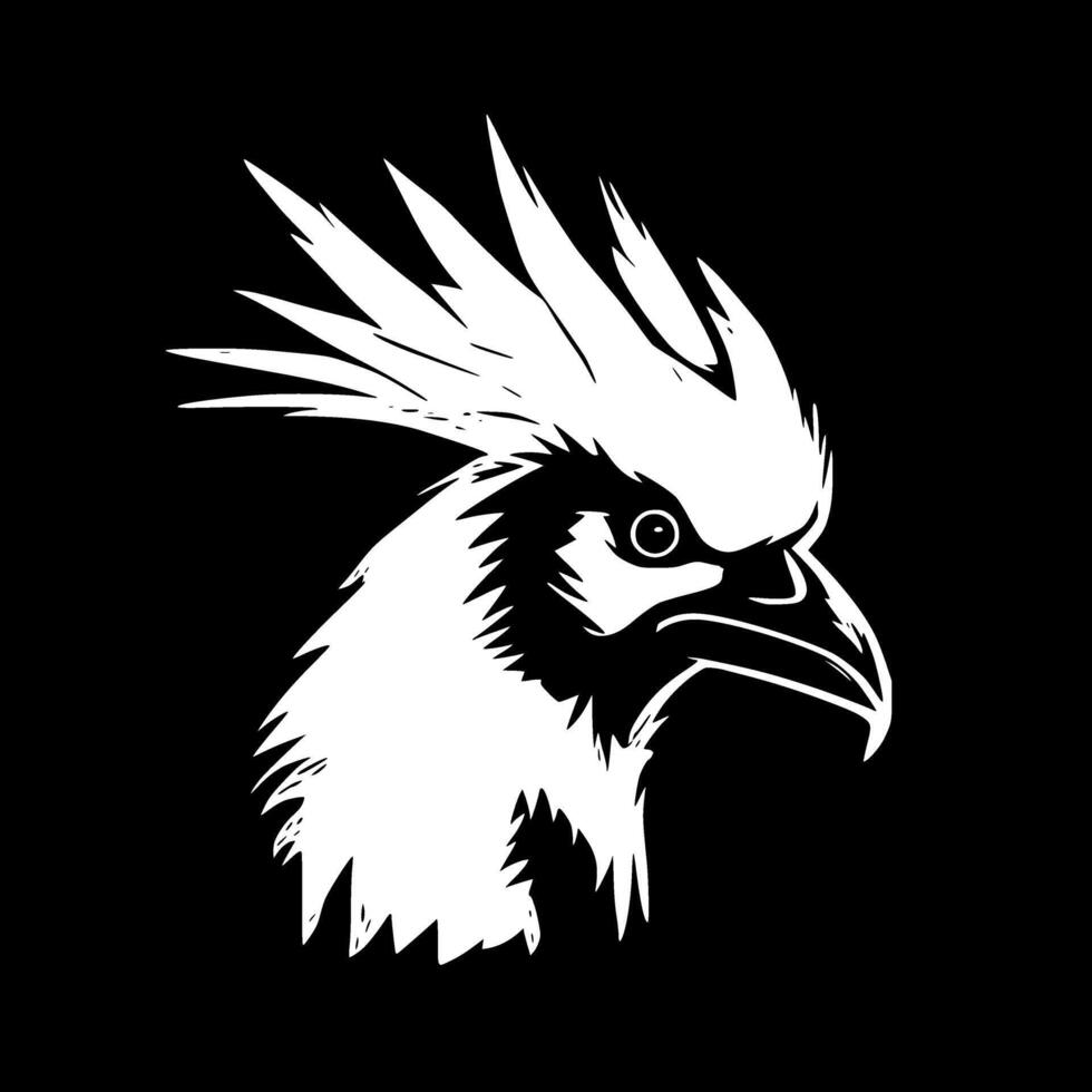 cacatúa - negro y blanco aislado icono - vector ilustración