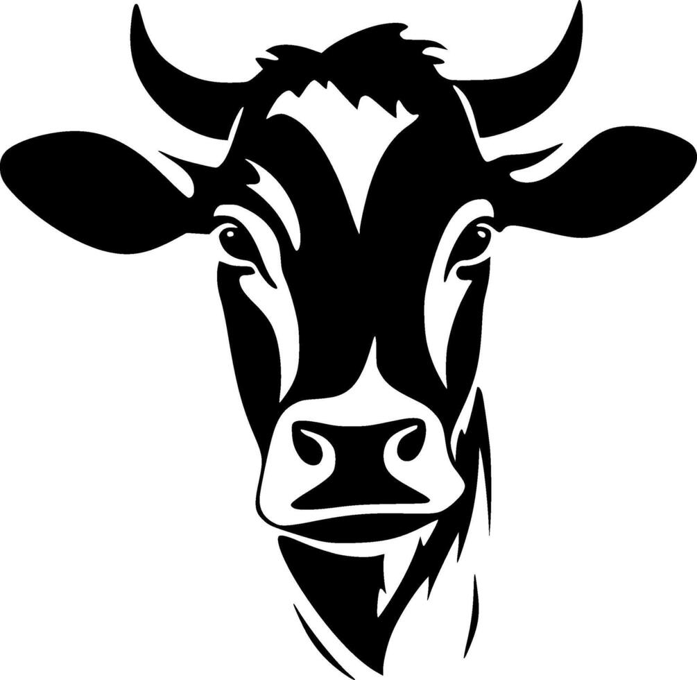 vaca - negro y blanco aislado icono - vector ilustración