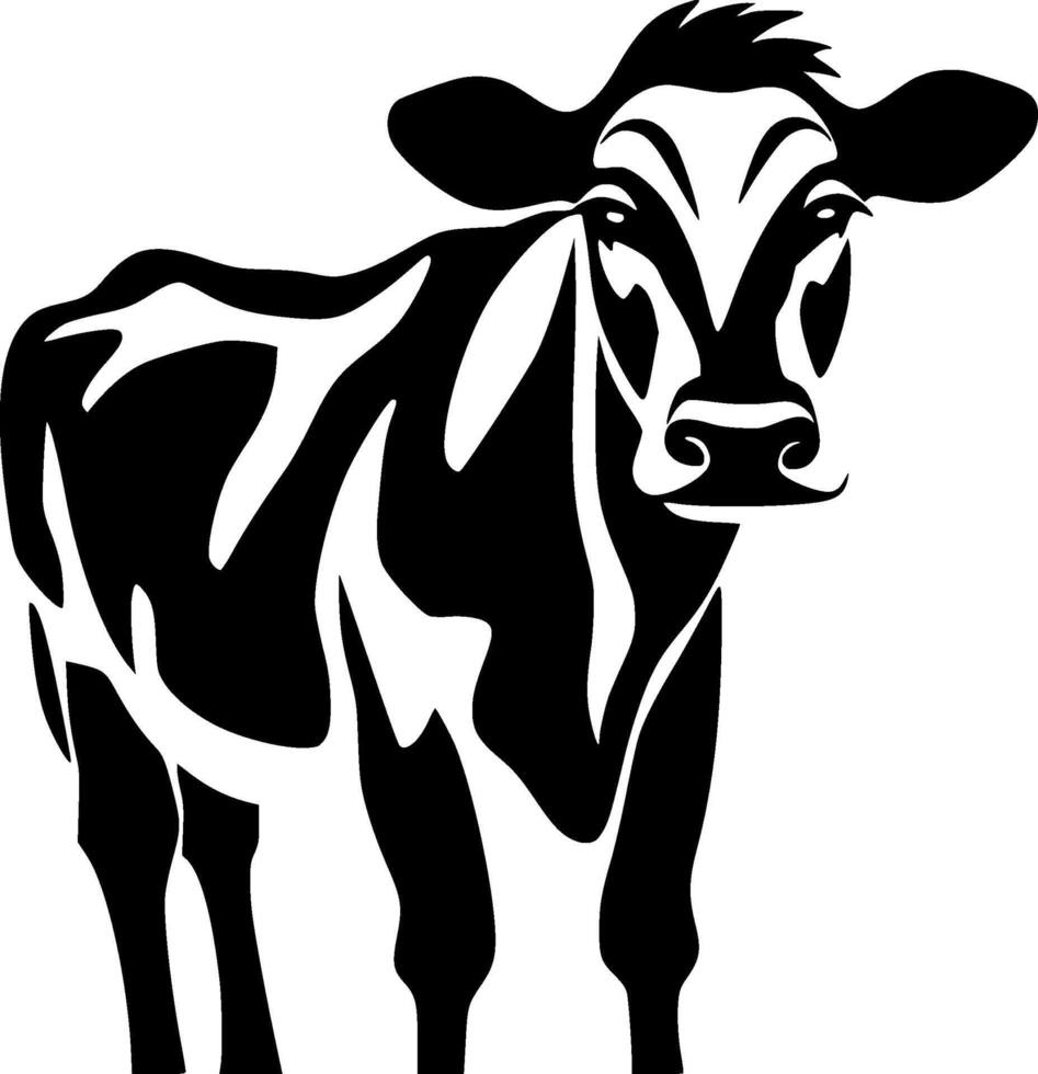 vaca - negro y blanco aislado icono - vector ilustración