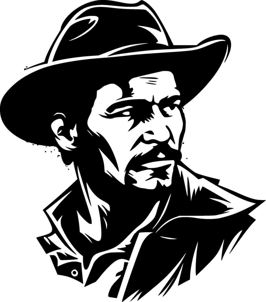 Cowboy Hat, Black and White Vector illustration