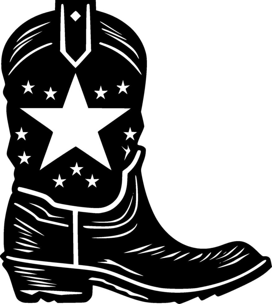 Cowboy Boot, Black and White Vector illustration