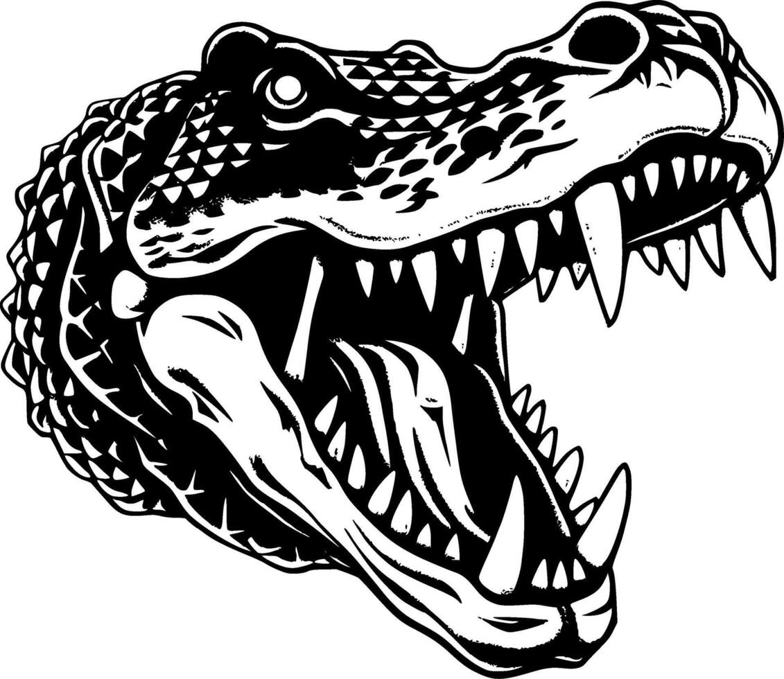cocodrilo, negro y blanco vector ilustración