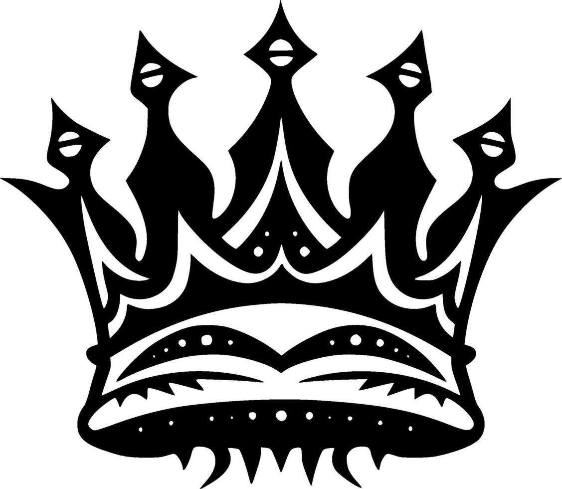 Crown, Black and White Vector illustration