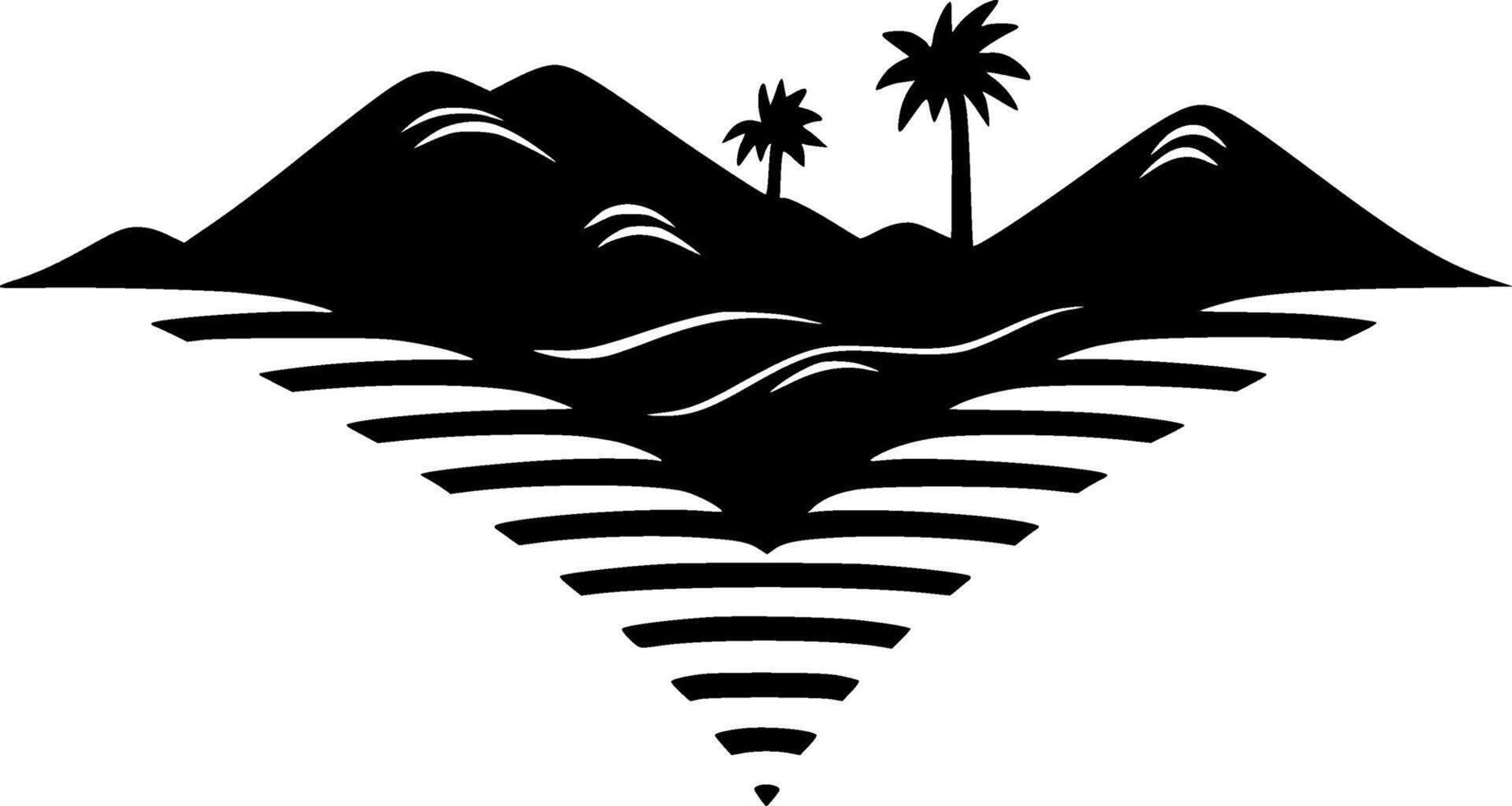 Desert - Black and White Isolated Icon - Vector illustration