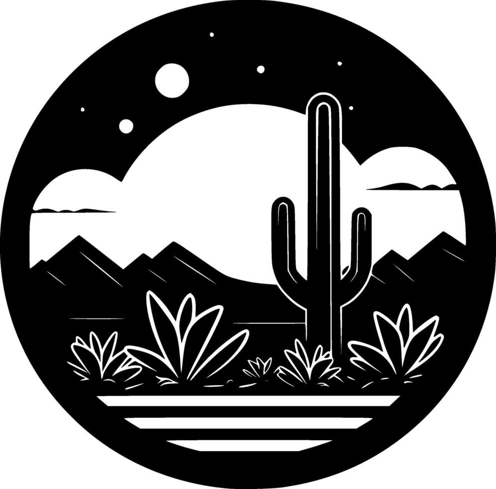 Desierto - negro y blanco aislado icono - vector ilustración