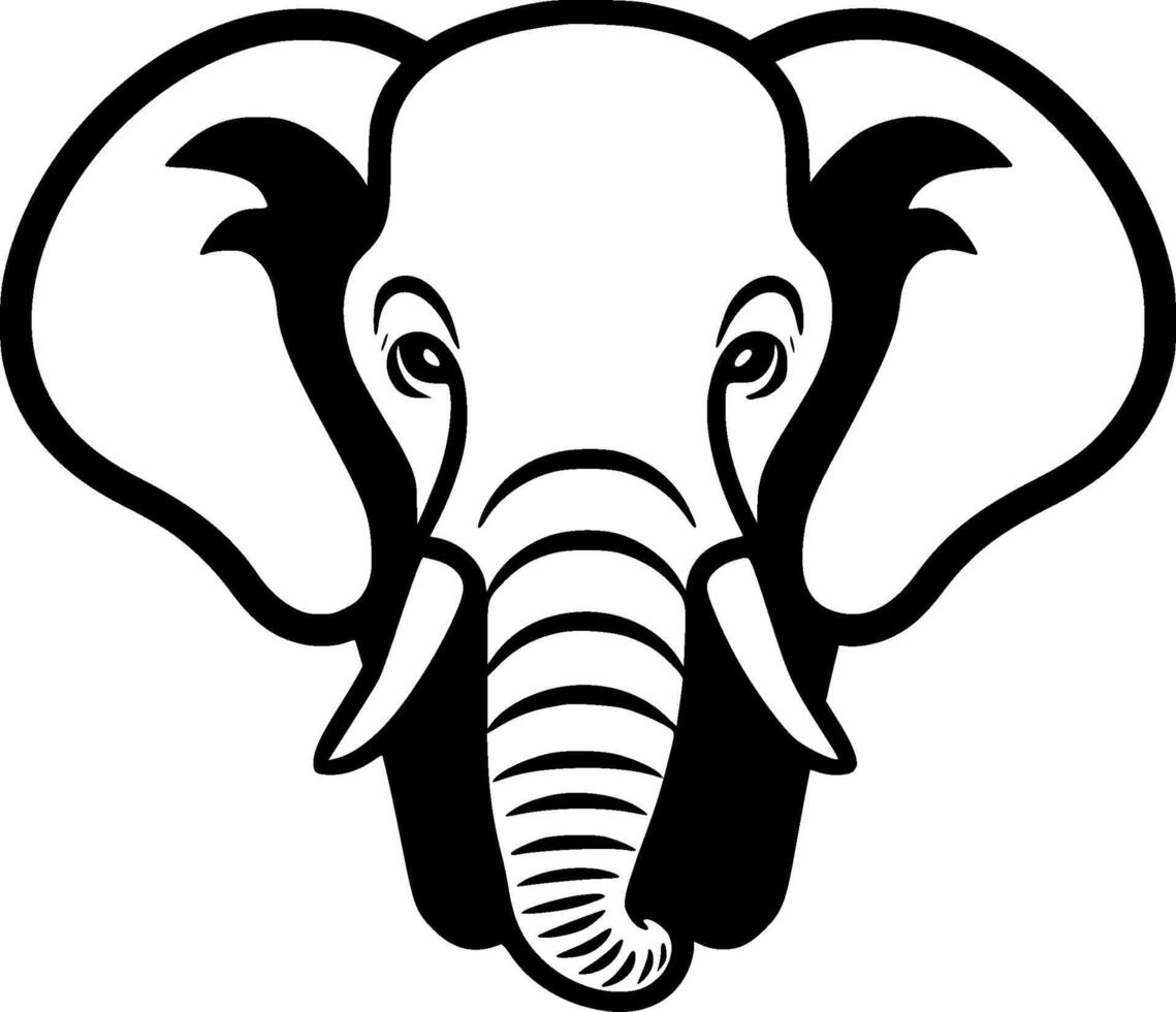 Elephant, Black and White Vector illustration