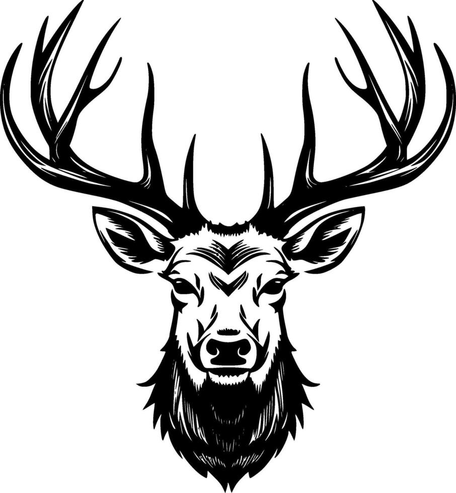 Elk - Black and White Isolated Icon - Vector illustration