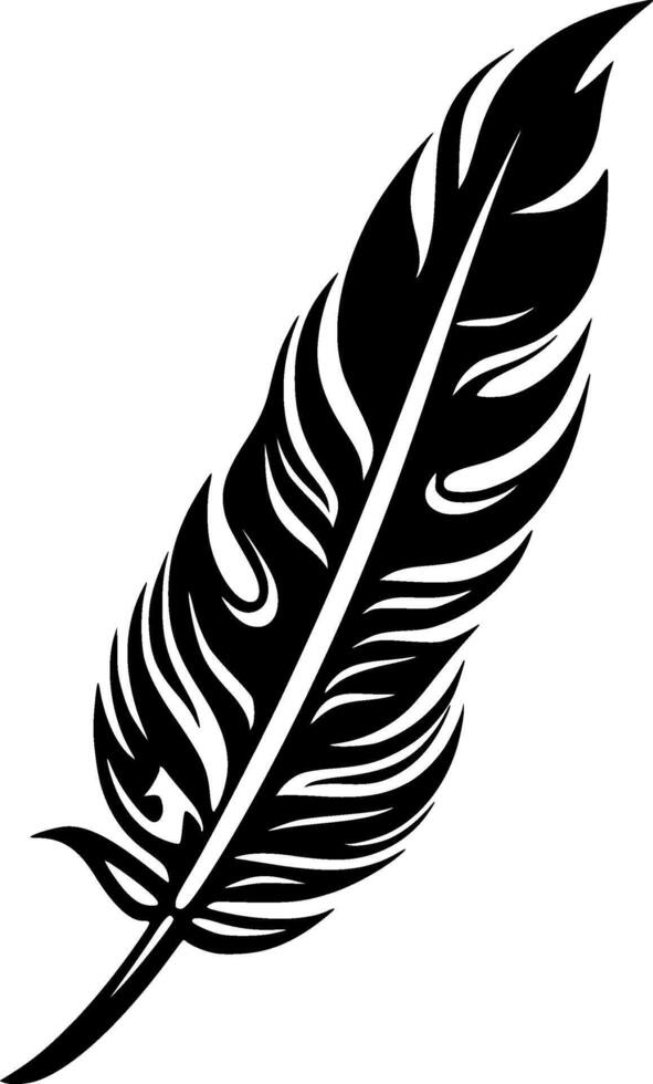 Feather - Black and White Isolated Icon - Vector illustration